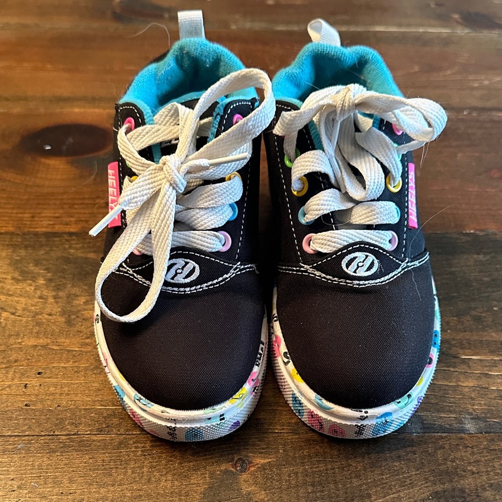 Heelys Black Sneakers with Teal Lining and Multicolor Sole Accents
